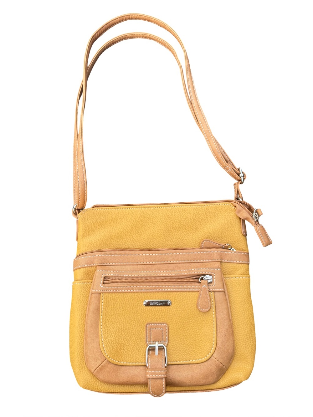 Multi Sac Flare Gold and Tan Crossbody Bag Purse